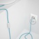 Cableado para lámpara, cable RM17 Efecto Seda Celeste Bebé 1,8m. Elige tu el color de la clavija y del interruptor!