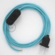 Cableado para lámpara, cable RM17 Efecto Seda Celeste Bebé 1,8m. Elige tu el color de la clavija y del interruptor!