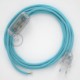 Cableado para lámpara, cable RM17 Efecto Seda Celeste Bebé 1,8m. Elige tu el color de la clavija y del interruptor!