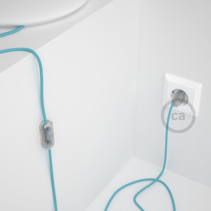 Cableado para lámpara, cable RM17 Efecto Seda Celeste Bebé 1,8m. Elige tu el color de la clavija y del interruptor!
