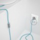 Cableado para lámpara, cable RM17 Efecto Seda Celeste Bebé 1,8m. Elige tu el color de la clavija y del interruptor!