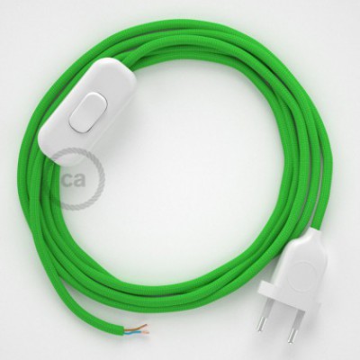 Cableado para lámpara, cable RM18 Efecto Seda Verde Lima 1,8m. Elige tu el color de la clavija y del interruptor!