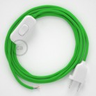 Cableado para lámpara, cable RM18 Efecto Seda Verde Lima 1,8m. Elige tu el color de la clavija y del interruptor!