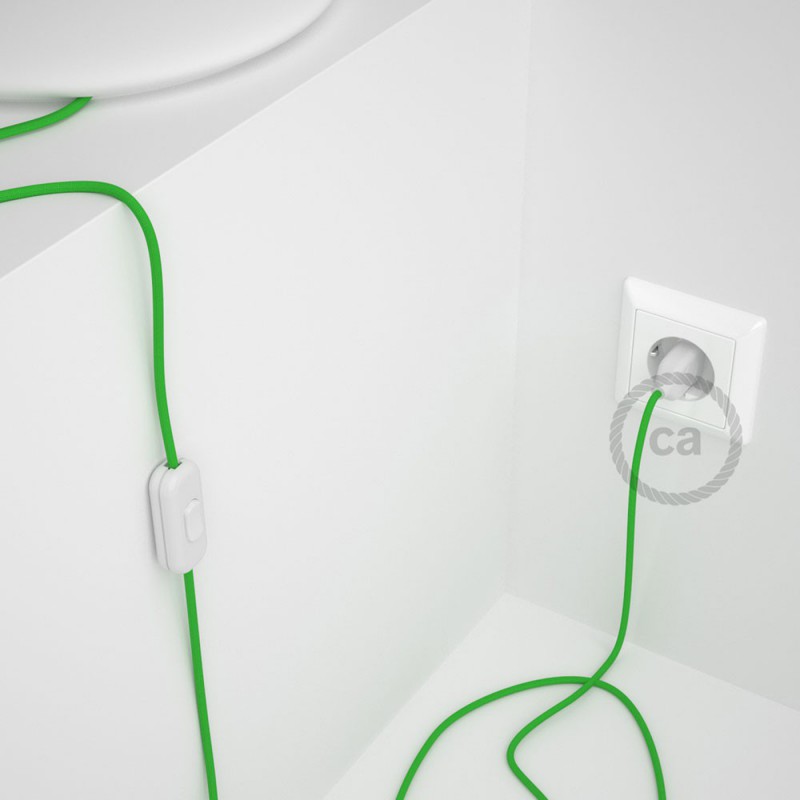Cableado para lámpara, cable RM18 Efecto Seda Verde Lima 1,8m. Elige tu el color de la clavija y del interruptor!