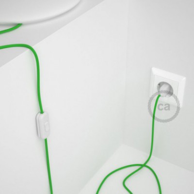 Cableado para lámpara, cable RM18 Efecto Seda Verde Lima 1,8m. Elige tu el color de la clavija y del interruptor!