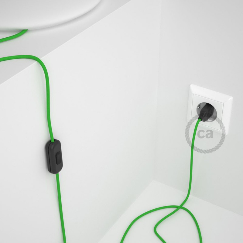 Cableado para lámpara, cable RM18 Efecto Seda Verde Lima 1,8m. Elige tu el color de la clavija y del interruptor!