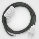 Cableado para lámpara, cable RM03 Efecto Seda Gris 1,8m. Elige tu el color de la clavija y del interruptor!