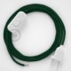 Cableado para lámpara, cable RM21 Efecto Seda Verde Oscuro 1,8m. Elige tu el color de la clavija y del interruptor!