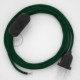 Cableado para lámpara, cable RM21 Efecto Seda Verde Oscuro 1,8m. Elige tu el color de la clavija y del interruptor!