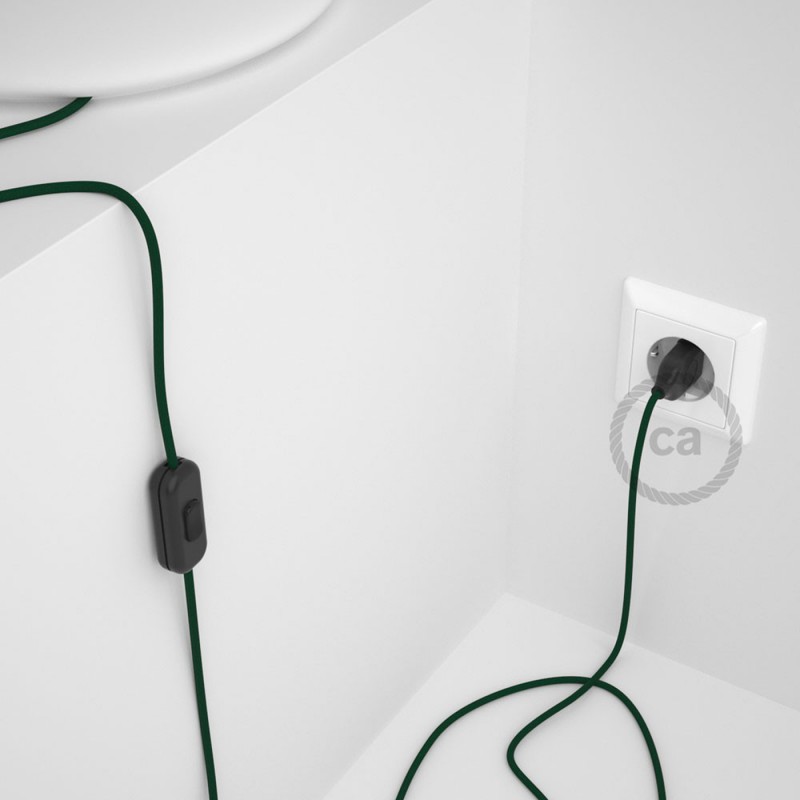 Cableado para lámpara, cable RM21 Efecto Seda Verde Oscuro 1,8m. Elige tu el color de la clavija y del interruptor!