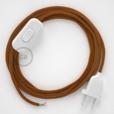 Cableado para lámpara, cable RM22 Efecto Seda Whiskey 1,8m. Elige tu el color de la clavija y del interruptor!