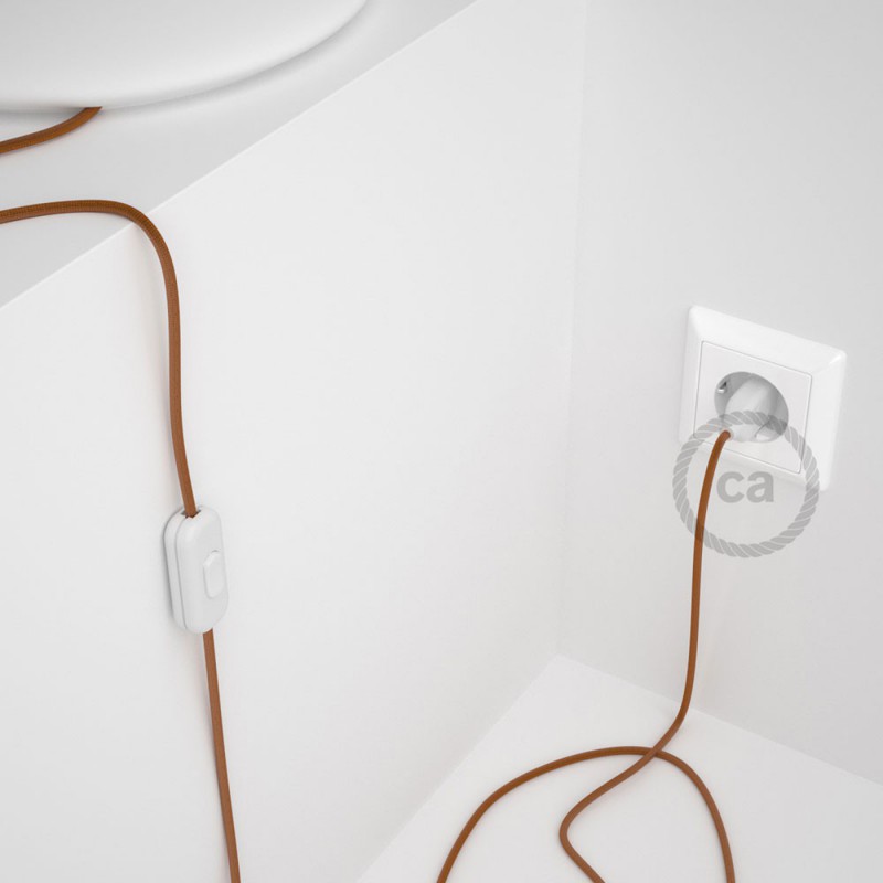 Cableado para lámpara, cable RM22 Efecto Seda Whiskey 1,8m. Elige tu el color de la clavija y del interruptor!