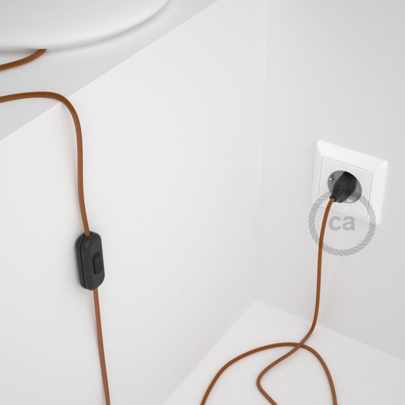 Cableado para lámpara, cable RM22 Efecto Seda Whiskey 1,8m. Elige tu el color de la clavija y del interruptor!