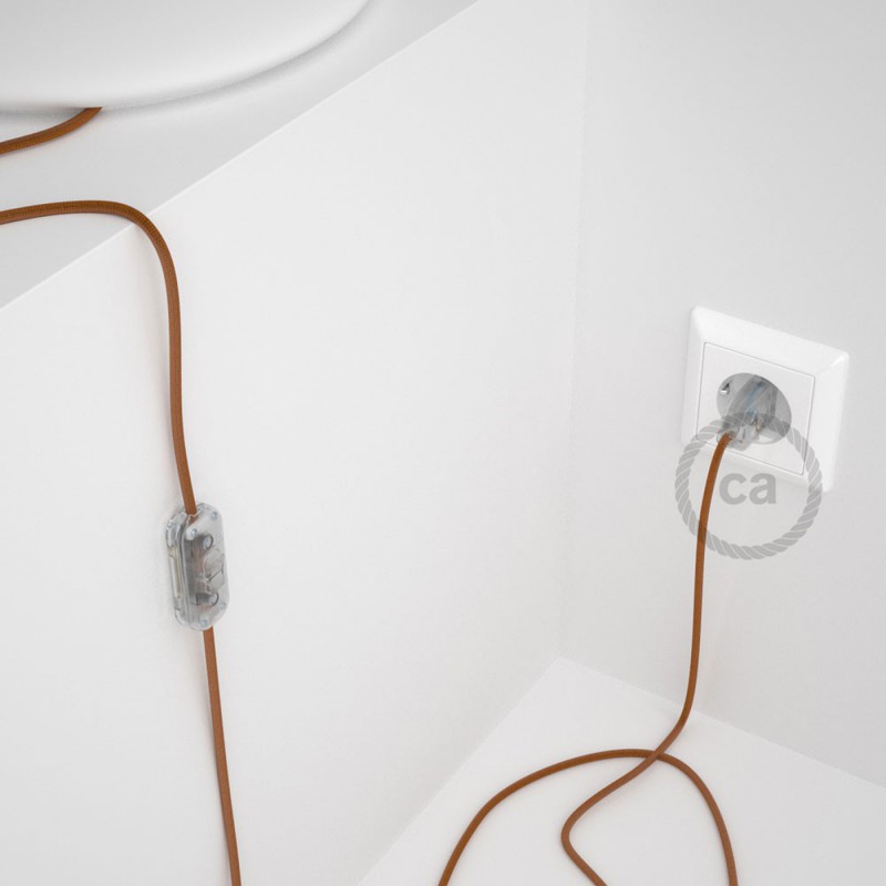 Cableado para lámpara, cable RM22 Efecto Seda Whiskey 1,8m. Elige tu el color de la clavija y del interruptor!