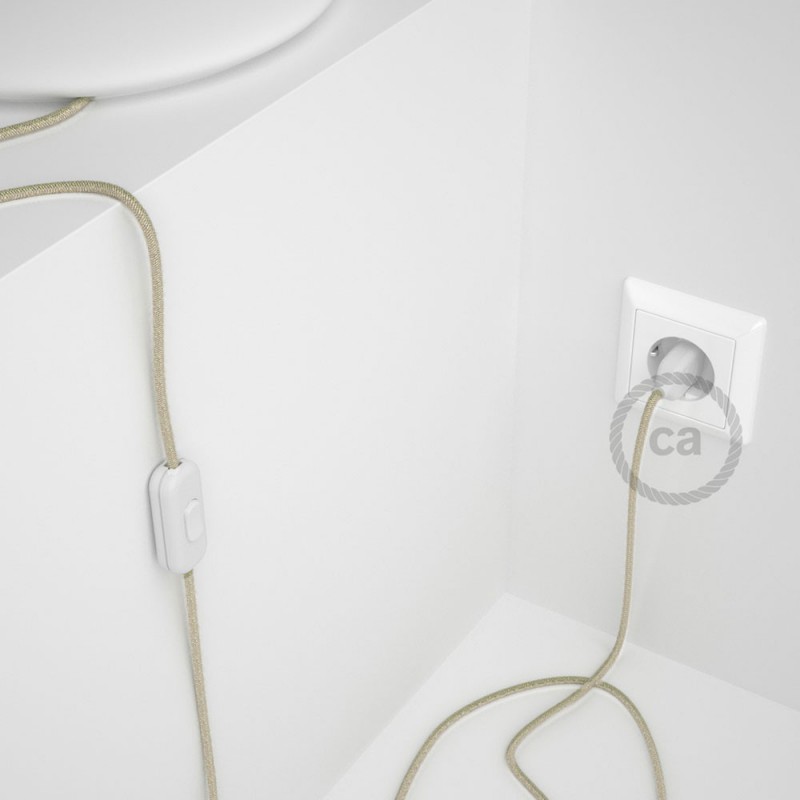Cableado para lámpara, cable RN01 Lino Natural Neutro 1,8m. Elige tu el color de la clavija y del interruptor!