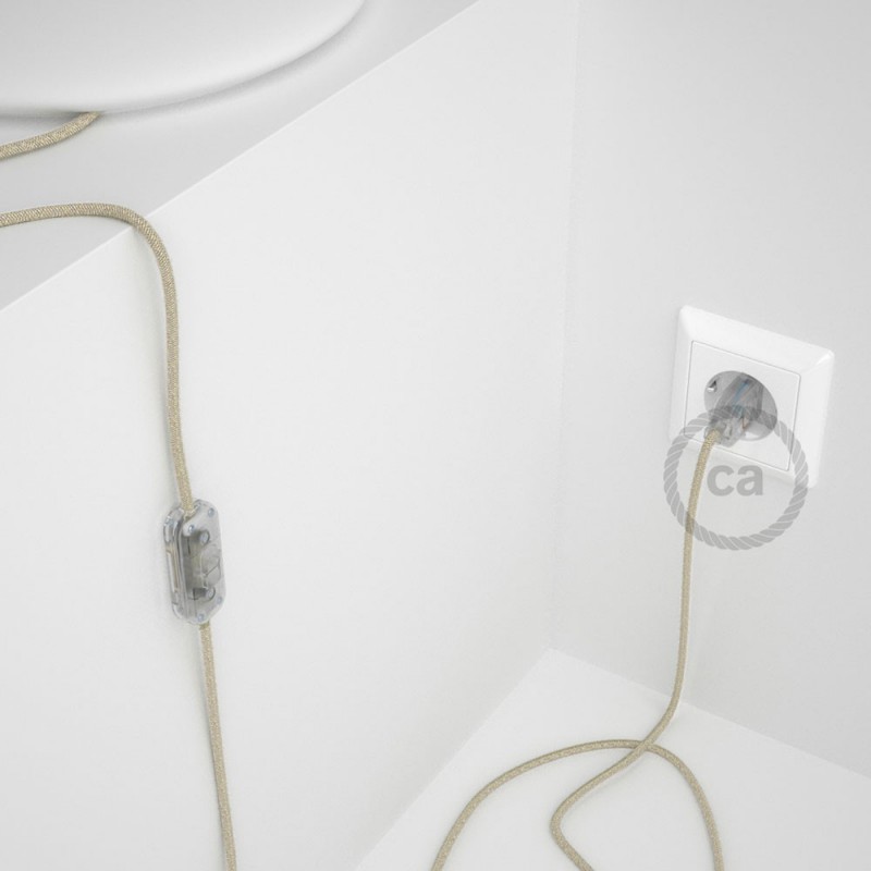 Cableado para lámpara, cable RN01 Lino Natural Neutro 1,8m. Elige tu el color de la clavija y del interruptor!