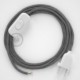 Cableado para lámpara, cable RN02 Lino Natural Gris 1,8m. Elige tu el color de la clavija y del interruptor!