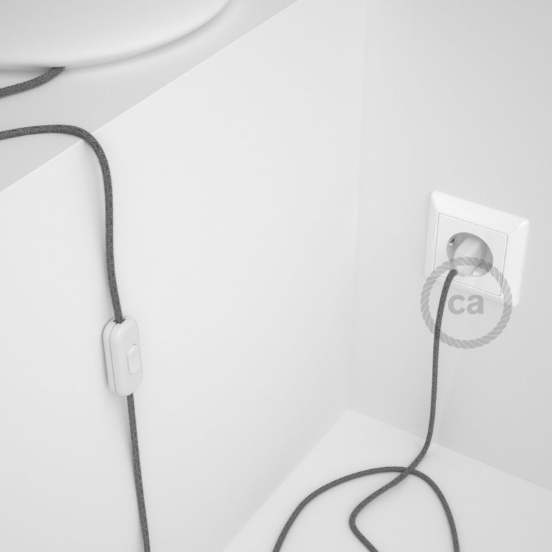 Cableado para lámpara, cable RN02 Lino Natural Gris 1,8m. Elige tu el color de la clavija y del interruptor!