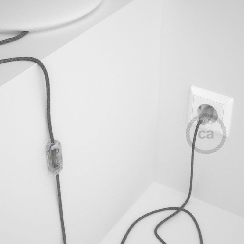 Cableado para lámpara, cable RN02 Lino Natural Gris 1,8m. Elige tu el color de la clavija y del interruptor!