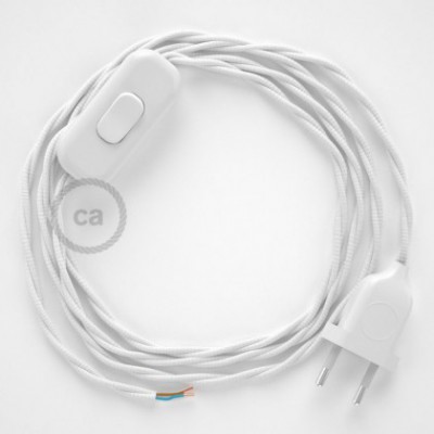 Cableado para lámpara, cable TM01 Efecto Seda Blanco 1,8m. Elige tu el color de la clavija y del interruptor!