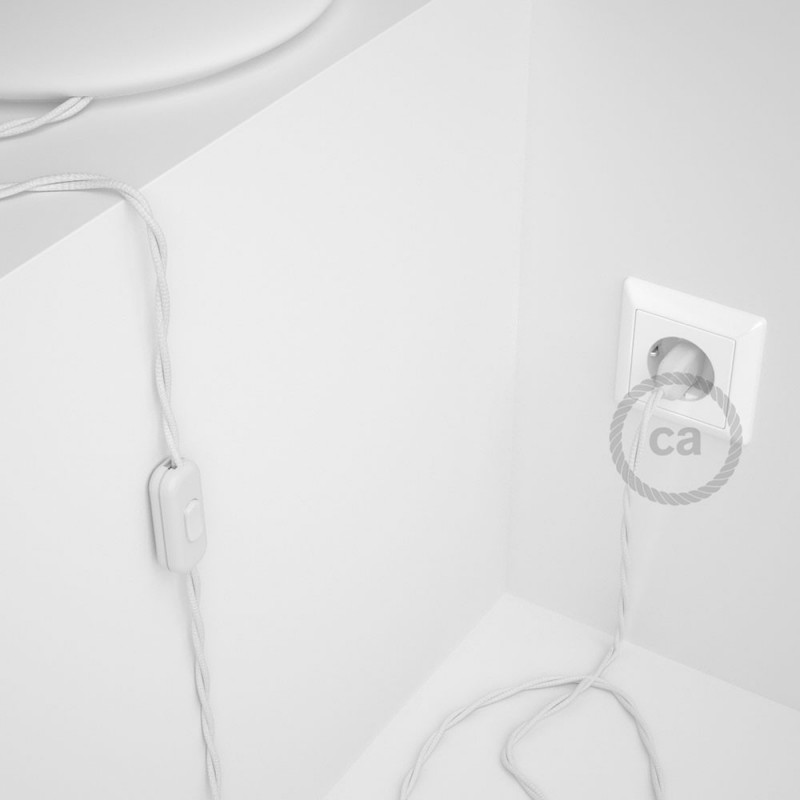 Cableado para lámpara, cable TM01 Efecto Seda Blanco 1,8m. Elige tu el color de la clavija y del interruptor!