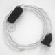 Cableado para lámpara, cable TM01 Efecto Seda Blanco 1,8m. Elige tu el color de la clavija y del interruptor!