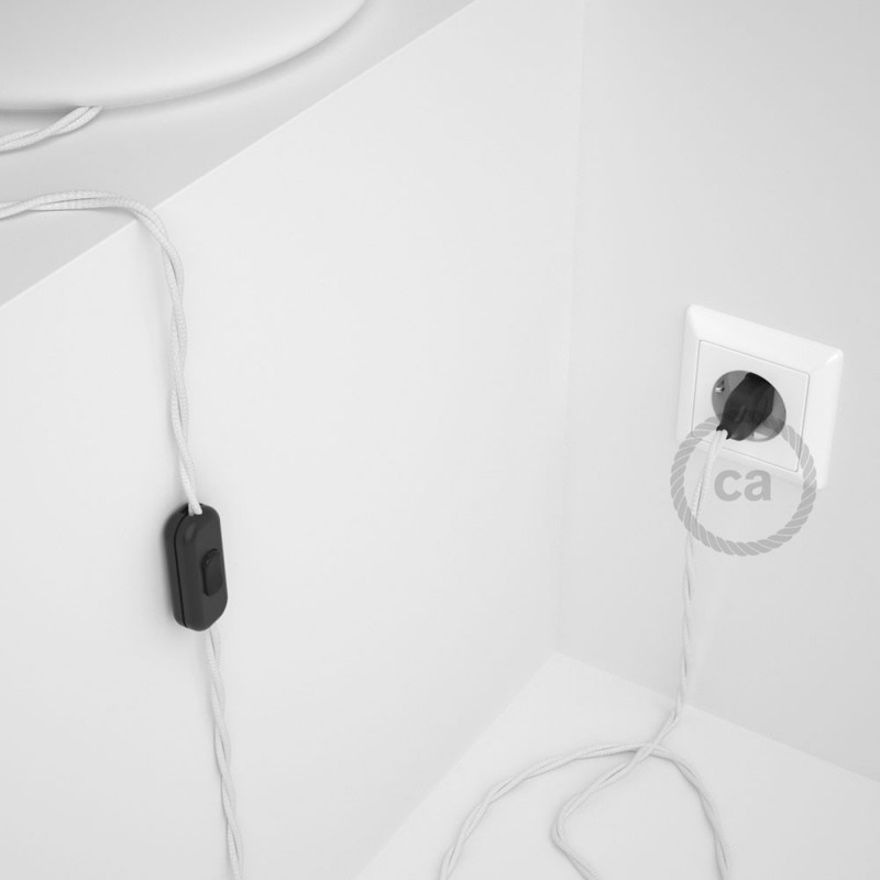Cableado para lámpara, cable TM01 Efecto Seda Blanco 1,8m. Elige tu el color de la clavija y del interruptor!