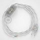 Cableado para lámpara, cable TM01 Efecto Seda Blanco 1,8m. Elige tu el color de la clavija y del interruptor!
