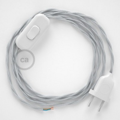 Cableado para lámpara, cable TM02 Efecto Seda Plateado 1,8m. Elige tu el color de la clavija y del interruptor!