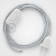 Cableado para lámpara, cable RL01 Efecto Seda Glitter Blanco 1,8m. Elige tu el color de la clavija y del interruptor!