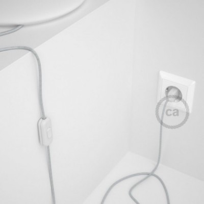 Cableado para lámpara, cable RL01 Efecto Seda Glitter Blanco 1,8m. Elige tu el color de la clavija y del interruptor!
