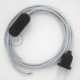 Cableado para lámpara, cable RL01 Efecto Seda Glitter Blanco 1,8m. Elige tu el color de la clavija y del interruptor!