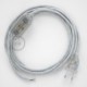 Cableado para lámpara, cable RL01 Efecto Seda Glitter Blanco 1,8m. Elige tu el color de la clavija y del interruptor!