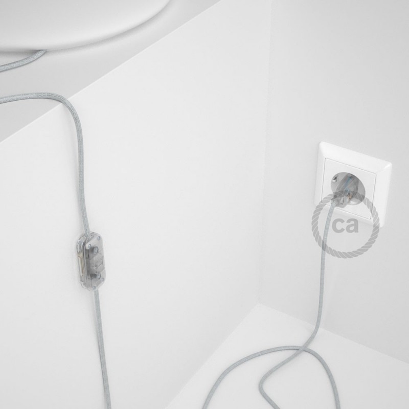 Cableado para lámpara, cable RL01 Efecto Seda Glitter Blanco 1,8m. Elige tu el color de la clavija y del interruptor!