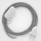 Cableado para lámpara, cable RL02 Efecto Seda Glitter Plateado 1,8m. Elige tu el color de la clavija y del interruptor!