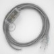 Cableado para lámpara, cable RL02 Efecto Seda Glitter Plateado 1,8m. Elige tu el color de la clavija y del interruptor!