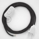 Cableado para lámpara, cable RL03 Efecto Seda Glitter Gris 1,8m. Elige tu el color de la clavija y del interruptor!