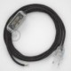 Cableado para lámpara, cable RL03 Efecto Seda Glitter Gris 1,8m. Elige tu el color de la clavija y del interruptor!