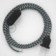Cableado para lámpara, cable RP04 Efecto Seda Bicolor Blanco-Negro 1,8m. Elige tu el color de la clavija y del interruptor!