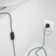 Cableado para lámpara, cable RP04 Efecto Seda Bicolor Blanco-Negro 1,8m. Elige tu el color de la clavija y del interruptor!