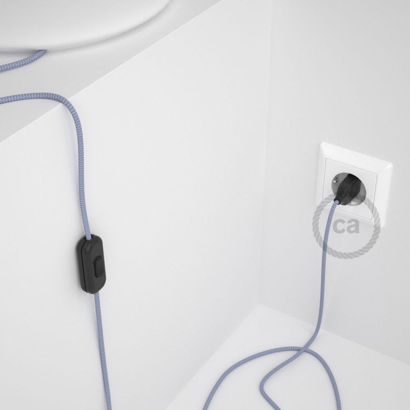 Cableado para lámpara, cable RZ07 Efecto Seda ZigZag Blanco Lila 1,8m. Elige tu el color de la clavija y del interruptor!