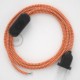 Cableado para lámpara, cable RZ15 Efecto Seda ZigZag Blanco Naranja 1,8m. Elige tu el color de la clavija y del interruptor!