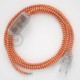 Cableado para lámpara, cable RZ15 Efecto Seda ZigZag Blanco Naranja 1,8m. Elige tu el color de la clavija y del interruptor!