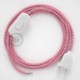 Cableado para lámpara, cable RZ08 Efecto Seda ZigZag Blanco Fuchsia 1,8m. Elige tu el color de la clavija y del interruptor!