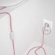 Cableado para lámpara, cable RZ08 Efecto Seda ZigZag Blanco Fuchsia 1,8m. Elige tu el color de la clavija y del interruptor!