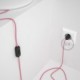 Cableado para lámpara, cable RZ08 Efecto Seda ZigZag Blanco Fuchsia 1,8m. Elige tu el color de la clavija y del interruptor!