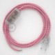 Cableado para lámpara, cable RZ08 Efecto Seda ZigZag Blanco Fuchsia 1,8m. Elige tu el color de la clavija y del interruptor!