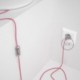 Cableado para lámpara, cable RZ08 Efecto Seda ZigZag Blanco Fuchsia 1,8m. Elige tu el color de la clavija y del interruptor!