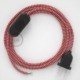Cableado para lámpara, cable RZ09 Efecto Seda ZigZag Blanco Rojo 1,8m. Elige tu el color de la clavija y del interruptor!