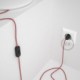 Cableado para lámpara, cable RZ09 Efecto Seda ZigZag Blanco Rojo 1,8m. Elige tu el color de la clavija y del interruptor!